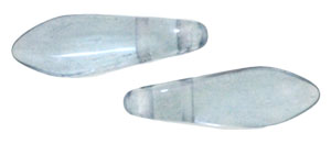 CzechMates Two Hole Daggers 16 x 5mm : Luster - Transparent Blue