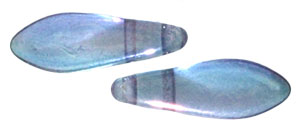 CzechMates Two Hole Daggers 16 x 5mm : Luster - Transparent Denim Blue