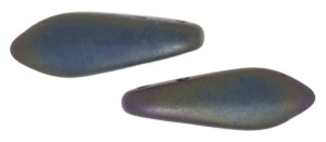 CzechMates Two Hole Daggers 16 x 5mm : Matte - Iris - Green