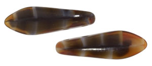 CzechMates Two Hole Daggers 16 x 5mm : Red w/Black Swirl