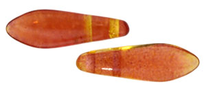 CzechMates Two Hole Daggers 16 x 5mm : Dual Coated - Fuchsia/Lemon