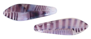 CzechMates Two Hole Daggers 16 x 5mm : Amethyst/White