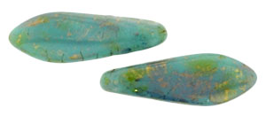 CzechMates Two Hole Daggers 16 x 5mm : Turquoise - Bronze Picasso