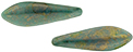 CzechMates Two Hole Daggers 16 x 5mm : Persian Turquoise - Bronze Picasso