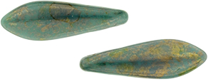 CzechMates Two Hole Daggers 16 x 5mm : Persian Turquoise - Bronze Picasso