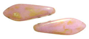 CzechMates Two Hole Daggers 16 x 5mm : Luster - Opaque Rose/Gold Topaz