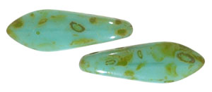 CzechMates Two Hole Daggers 16 x 5mm : Opaque Turquoise - Picasso