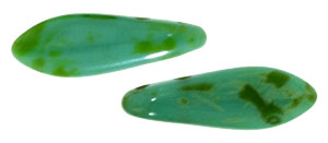 CzechMates Two Hole Daggers 16 x 5mm : Persian Turquoise - Picasso