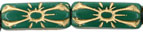 Rectangle Flower 20 x 8mm : Fern Green - Gold Inlay