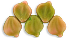 Wavy Leaves 15 x 12mm : Luster - Pink Coral/Olivine