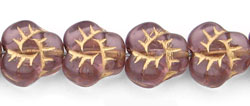 Flat Pansy 9mm : Lt Amethyst - Gold Inlay