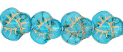 Flat Pansy 9mm : Aquamarine - Gold Inlay