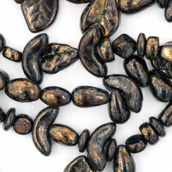 Strung Pressed Bead Mixes : Jet - Bronze Picasso Mix