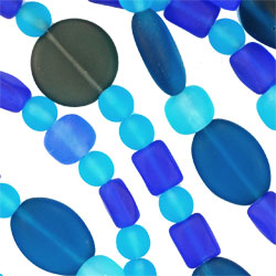 Strung Pressed Bead Mixes : Matte - Blue Mix
