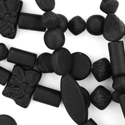 Strung Pressed Bead Mixes : Matte - Jet Mix