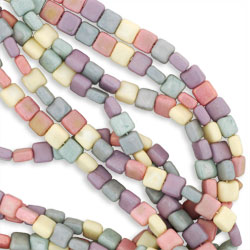 Strung Pressed Bead Mixes : Flat Squares 6mm- Ethereal Mix .25m