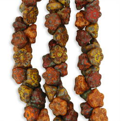 Strung Pressed Bead Mixes : Button Style Flowers 8/5mm- Desert Bouquet .25m