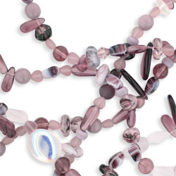 Strung Pressed Bead Mixes : Amethyst/Crystal/White Mix