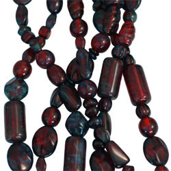 Strung Pressed Bead Mixes : Ruby - Picasso Mix