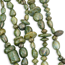 Strung Pressed Beads : Luster - Opaque Green Mix