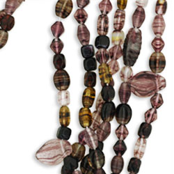 Strung Pressed Bead Mixes : HurriCane Glass - Dk Amethyst Swirl Mix