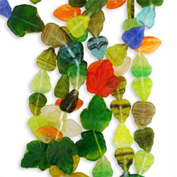 Strung Pressed Bead Mixes : HurriCane Glass - Leaf Mix