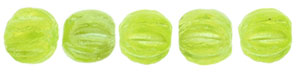 Melon Round 3mm : Luster Iris - Milky Dk Peridot