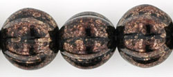 Melon Round 8mm : Jet - Marbled Dk Bronze (25pcs)