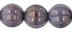 Melon Round 8mm : Gold Marbled - Opaque Amethyst (25pcs)