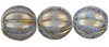 Melon Round 8mm : Gold Marbled - Opaque Blue (25pcs)
