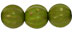 Melon Round 8mm : Gold Marbled - Opaque Olive (25pcs)