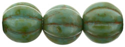 Melon Round 8mm : Turquoise - Picasso (25pcs)