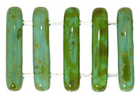 Two Hole Bar 15 x 5mm : Opaque Turquoise - Picasso