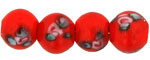 Flower Beads 6mm: Red