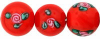 Flower Beads 10mm: Red