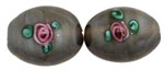 Flower Beads 14 x 10mm - Oval: Gray