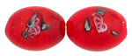 Flower Beads 14 x 10mm - Oval: Red