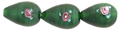 Flower Beads 16 x 10mm - Teardrop: Green Emerald
