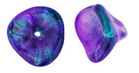 Three Petal Flowers 12 x 10mm : Coated - Metallic Purple Peacock
