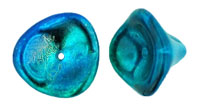 Three Petal Flowers 12 x 10mm : Coated - Metallic Blue Peacock
