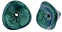 Three Petal Flowers 12 x 10mm : Satin Metallic Turquoise