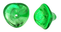 Three Petal Flowers 12 x 10mm : Coated - Metallic Green - Silver 1/2 Coat