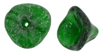 Three Petal Flowers 12 x 10mm : Green w/Silver Wash