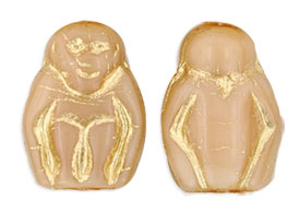 Monkeys 14mm : Opaque Beige - Gold Inlay