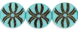 Nouveau Button Style Disc 13mm : Matte - Turquoise - Brown Inlay