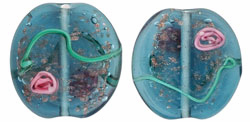 Flat Flower Beads 18/16mm : Montana Blue