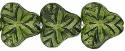 Berry Leaves 9mm : Olivine - Jet Inlay