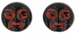 Moon Faces 9mm : Jet - Red Inlay
