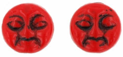 Moon Faces 9mm : Opaque Red - Jet Inlay