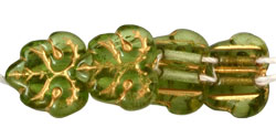 Two-Hole Maple Leaves 13mm: Olivine - Gold Inlay